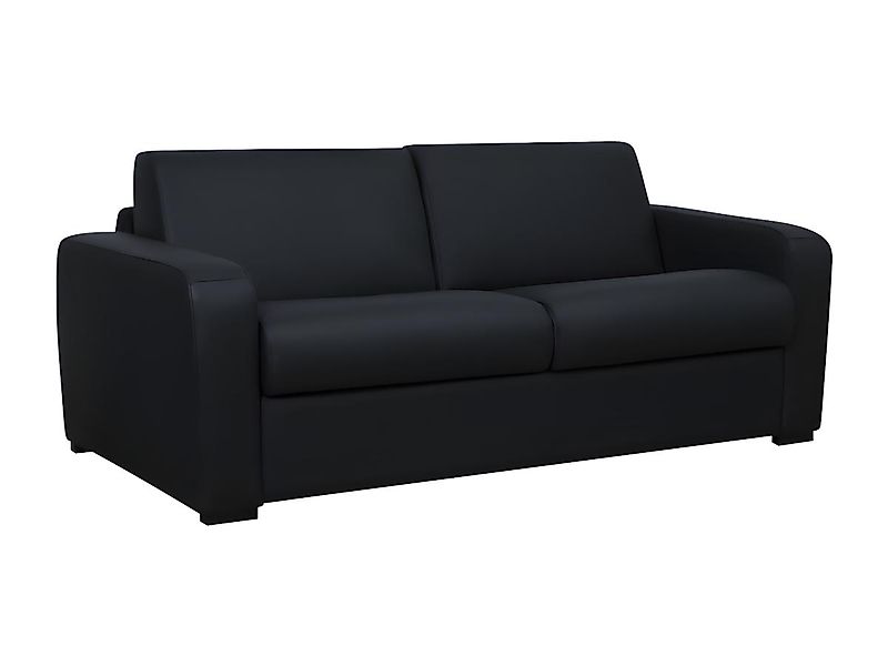 Schlafsofa mit Matratze 3-Sitzer - Matratze 20 cm - Leder - Schwarz - BEVIS günstig online kaufen