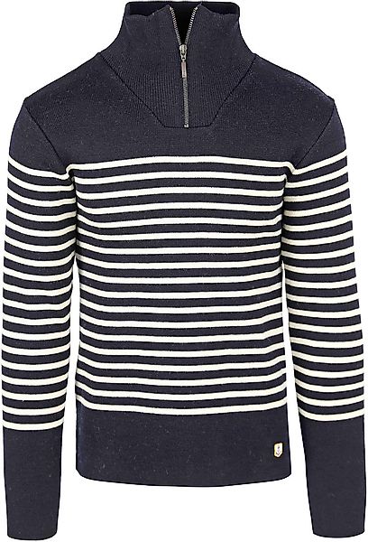 Armor-Lux Camionneur Half Zip Pullover Wolle gestreift Navy - Größe L günstig online kaufen