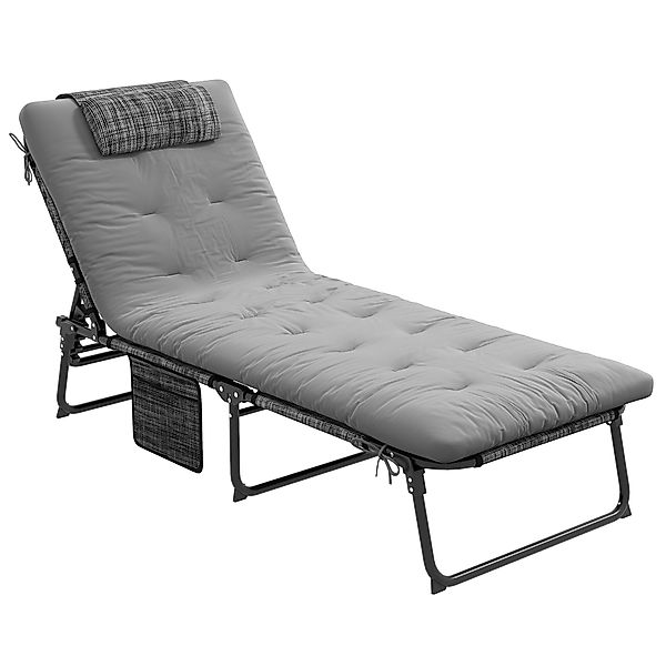 Outsunny Gartenliege Feldbett, Campingbett mit Seitentasche, günstig online kaufen