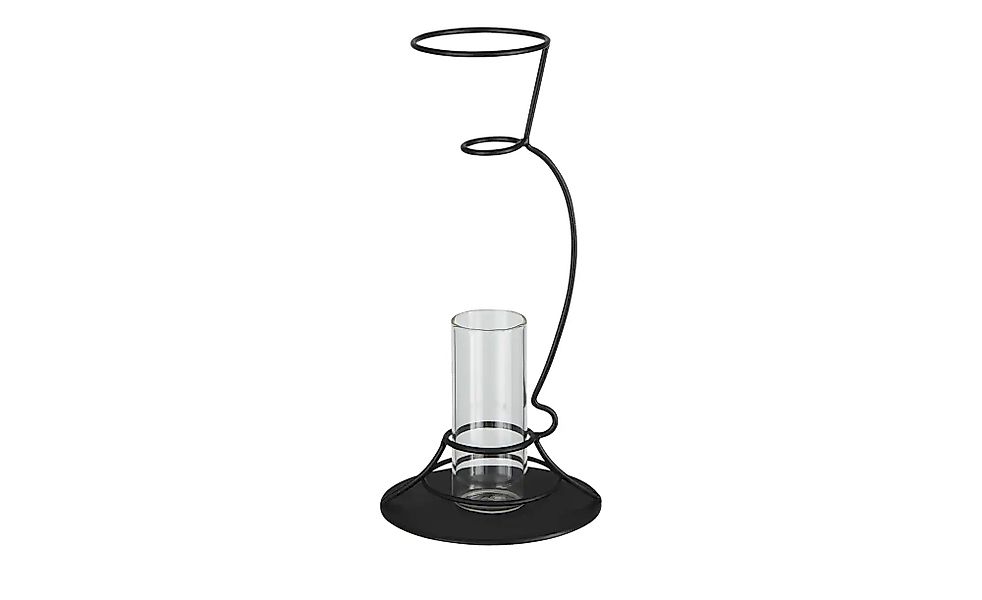 HOME STORY Vase im Metallständer   ¦ schwarz ¦ Metall,Glas ¦ Maße (cm): H: günstig online kaufen