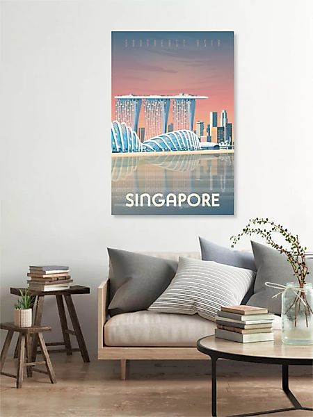 Poster / Leinwandbild - Singapur Vintage Travel Wandbild günstig online kaufen