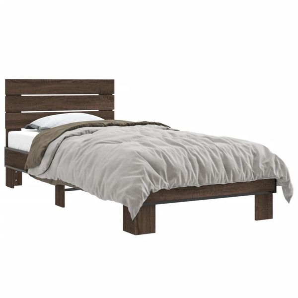 vidaXL Bett Bettgestell Braun Eichen-Optik 90x200 günstig online kaufen