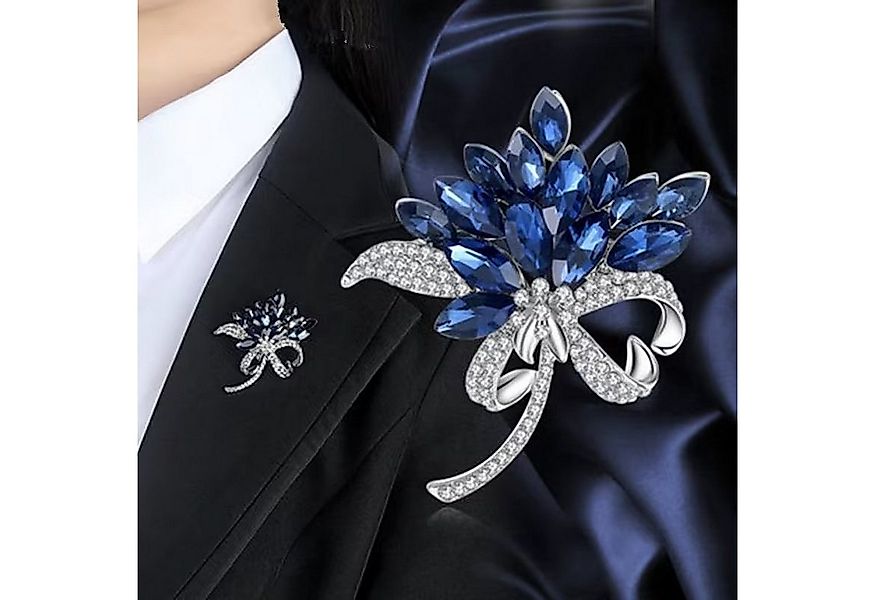 MayTree Brosche "Blumenstrauß", mit Strass-Steinen blau (Stück, 1-tlg), Met günstig online kaufen