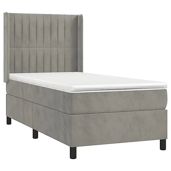 vidaXL Boxspringbett mit Matratze Hellgrau 90x190 cm Samt 3132771 günstig online kaufen