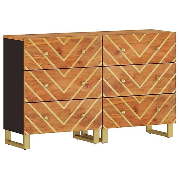 vidaXL Beistellschränke 2 Stk Braun & Schwarz 60x33,5x75 cm Mangoholz 32062 günstig online kaufen
