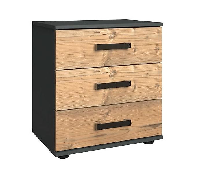 Nachtschrank mit 3 Schubladen STOCKHOLM von Wimex Silver FIR NB / Graphit günstig online kaufen