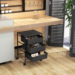 HOMCOM Servierwagen mit Rädern, 3-Lagerkörben und günstig online kaufen