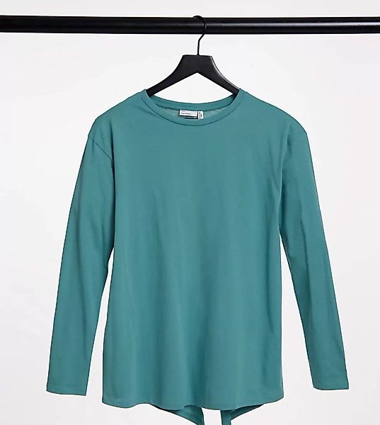 ASOS DESIGN Maternity – Langärmliges Shirt mit Schlitz hinten, in Blaugrün günstig online kaufen
