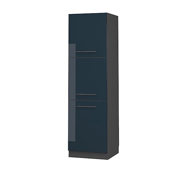 Vicco Herdumbauschrank Fame-Line Dunkelblau Hochglanz/Anthrazit 60 cm günstig online kaufen