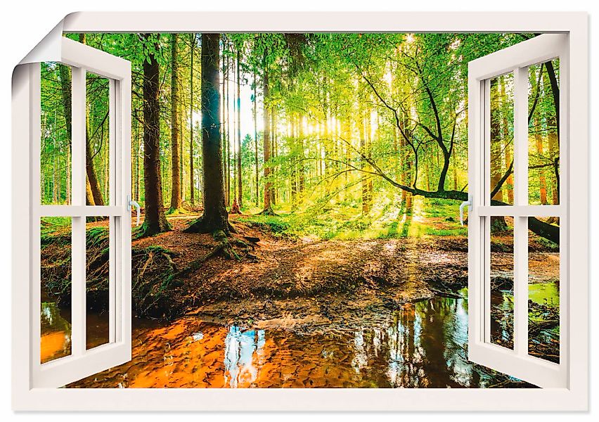 Artland Wandbild "Fensterblick - Wald mit Bach" Wald 1 Stk. tlg. als Leinwa günstig online kaufen