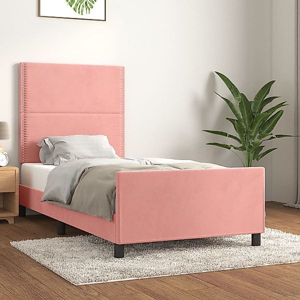 furnicato Bettgestell mit Kopfteil Rosa 90x190 günstig online kaufen
