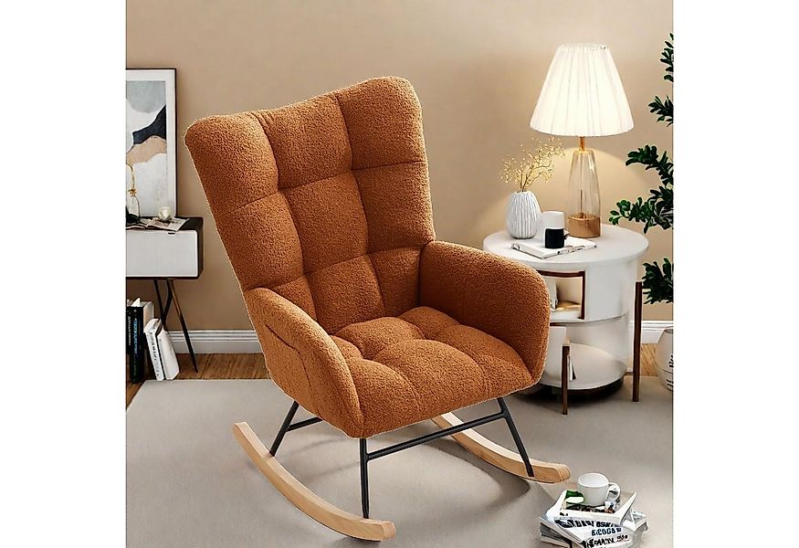 GarveeMore Schaukelstuhl mit Kissen,Teddystoff,Relaxstuhl,Stillsessel,Schau günstig online kaufen