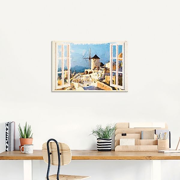 Artland Glasbild »Blick durch das Fenster auf Santorin«, Fensterblick, (1 S günstig online kaufen