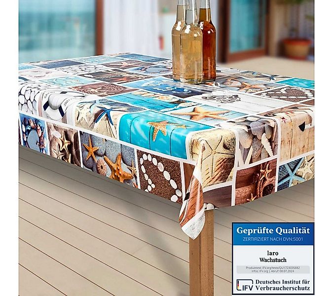 laro Tischdecke Wachstuch-Tischdecken Abwaschbar Strand. Sand. Muschel. rec günstig online kaufen