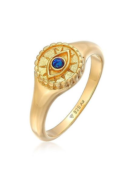 Elli Fingerring Siegelring Evil Eye Blue syn. Opal 925 Silber günstig online kaufen