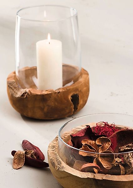 LEONARDO Windlicht TERRA (Packung, Windlicht), Teakholz günstig online kaufen
