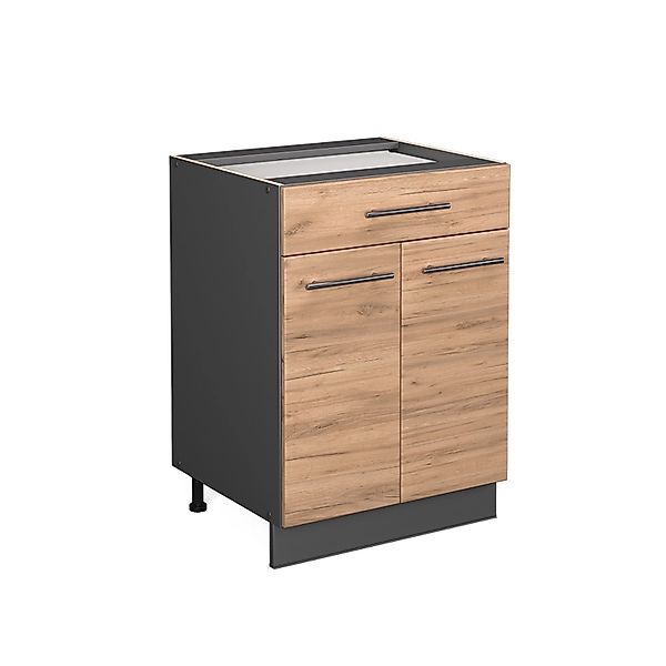 Vicco Küchenunterschrank Fame-Line Goldkraft Eiche/Anthrazit 60 cm mit Schu günstig online kaufen