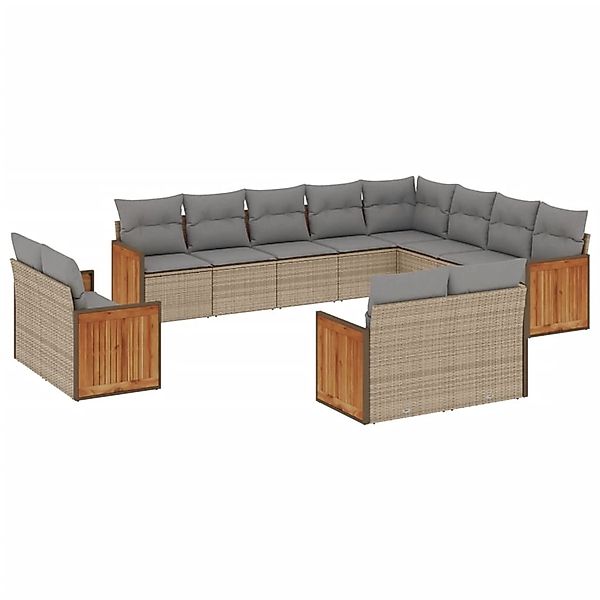 vidaXL 12-Tlg Garten-Sofagarnitur mit Kissen Beige Poly Rattan 3228194 günstig online kaufen