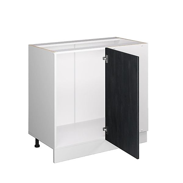 Vicco Eckunterschrank R-Line Küchen Eckschrank Schwarz Beton/Weiß 86 cm AP günstig online kaufen