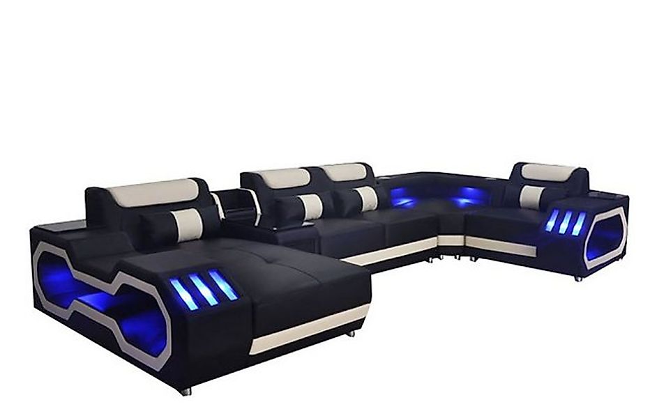 JVmoebel Ecksofa Ledersofa Couch Wohnlandschaft Eck Garnitur Sofa U-Form So günstig online kaufen