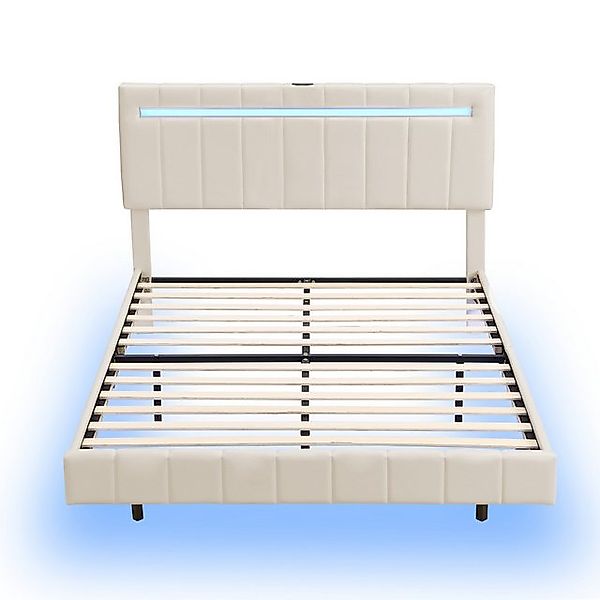 Gotagee Polsterbett Doppelbett LED Gästebett 160x200cm Jugendbett Kopfteild günstig online kaufen