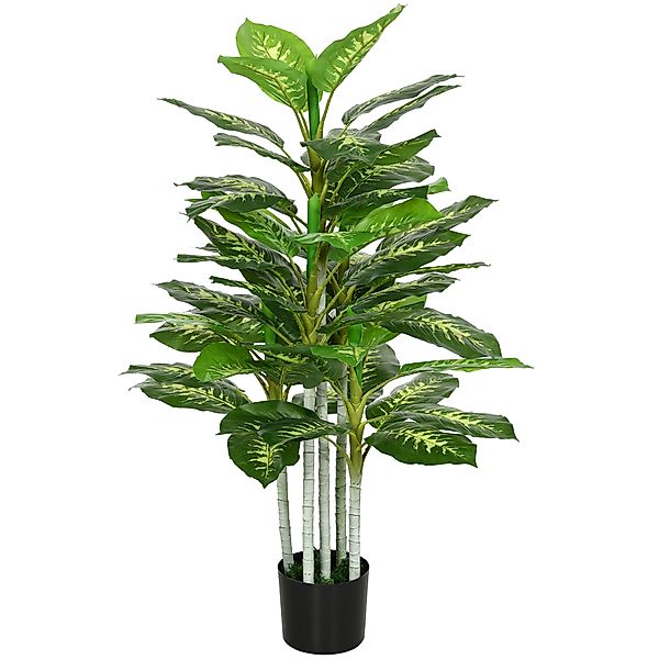 HOMCOM Künstliche Calathea Pflanze, Höhe 120 cm, Zementtopf - Innen- oder A günstig online kaufen