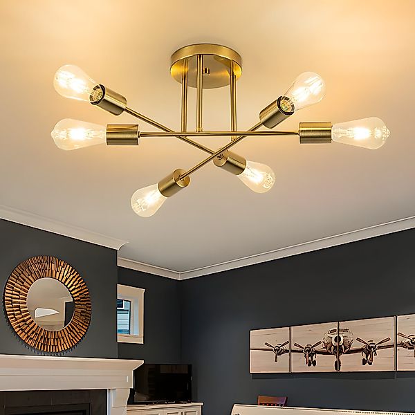 Nettlife Deckenleuchten Wohnzimmer 6 Flammig Schwarz/Weiß/Gold günstig online kaufen