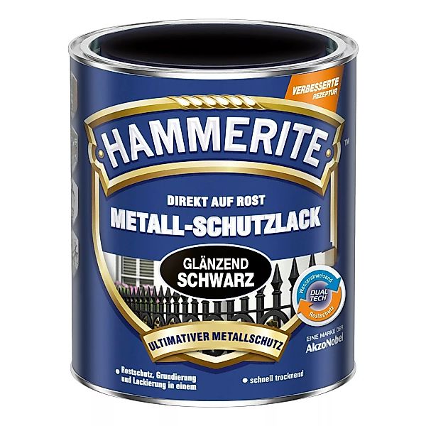 Hammerite Metall-Schutzlack Schwarz glänzend 250 ml günstig online kaufen