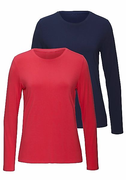 LASCANA Langarmshirt "aus weichem Viskose-Stretch", (2er-Pack) günstig online kaufen