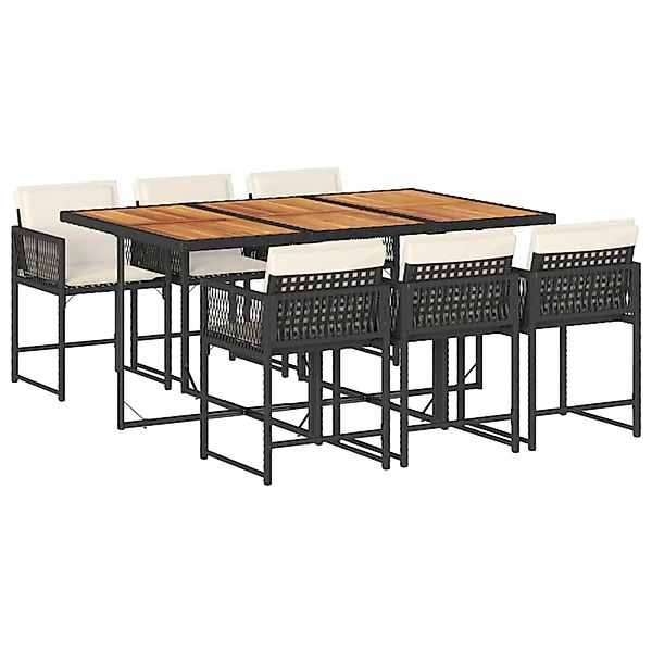 vidaXL 7-Tlg Garten-Essgruppe mit Kissen Schwarz Poly Rattan 3211455 günstig online kaufen