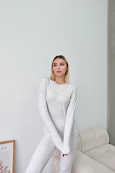 C&CITY Pyjamaoberteil Weiches Langarm-T-Shirt mit Rundhalsausschnitt in Bei günstig online kaufen