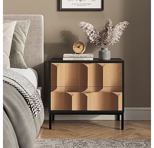 Vicco Nachtschrank Eliza, Schwarz/Eiche, 2er Set günstig online kaufen