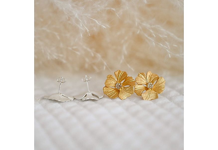 Runde Perlé Paar Ohrstecker blühende Pfingstrose, handgefertigte Ohrringe, günstig online kaufen