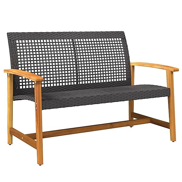 VidaXL Gartenbank Schwarz 112 cm Poly Rattan und Akazienholz günstig online kaufen