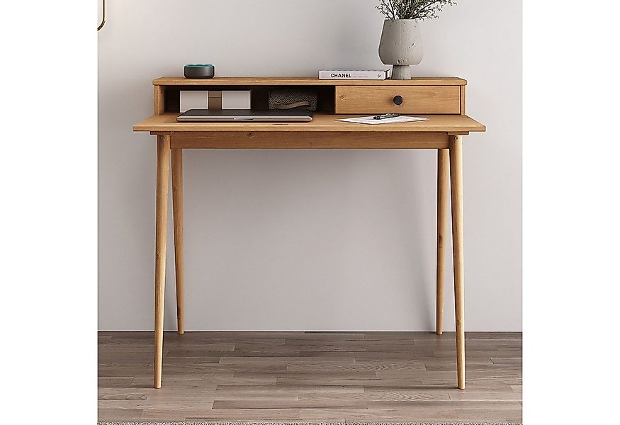 IDIMEX Schreibtisch MALINA, Massivholz Computertisch mit Aufsatz & Schublad günstig online kaufen