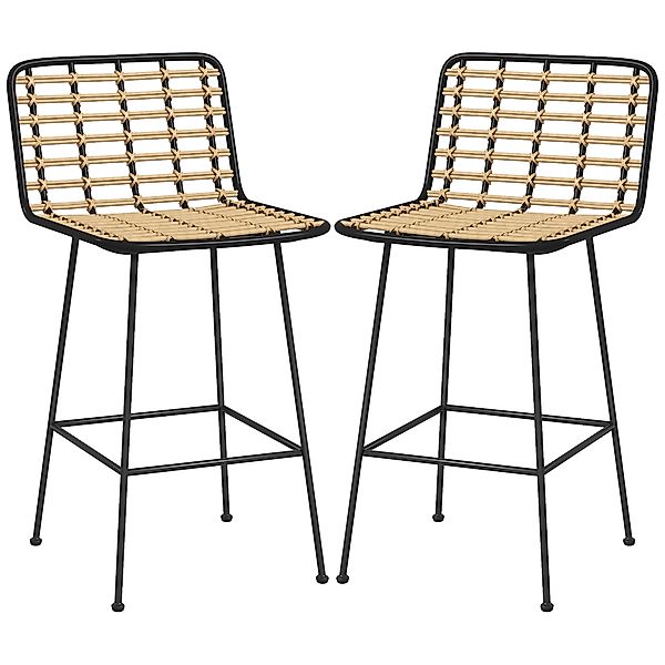 HOMCOM Lot de 2 Tabourets Barhocker Design Bohème Höhe 66 cm mit schwarzer günstig online kaufen