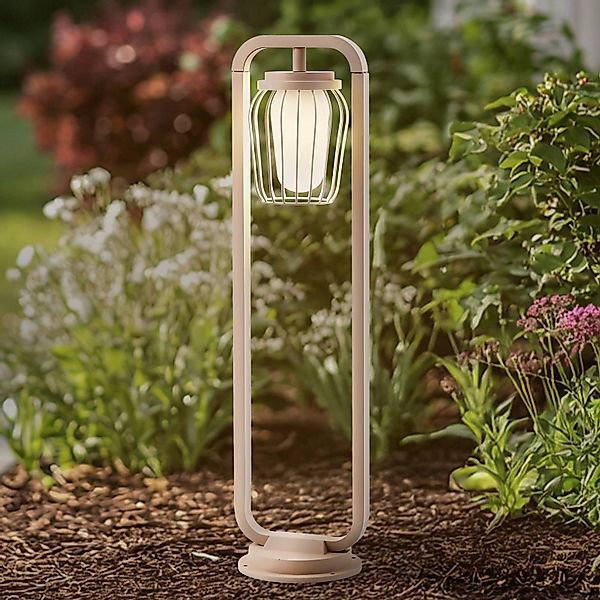 Lucande Wegeleuchte Chandan, 90 cm, beige, Metall, IP54 günstig online kaufen