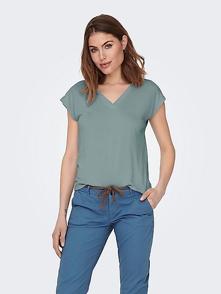 ONLY T-Shirt Basic Top mit V-Ausschnitt T-Shirt, kurze Ärmel 8426 in Hellgr günstig online kaufen