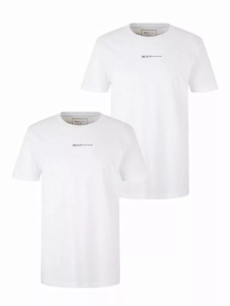 TOM TAILOR T-Shirt Basic Logo Print T-Shirt Rundhals 2x Stück Set Kurzarm ( günstig online kaufen