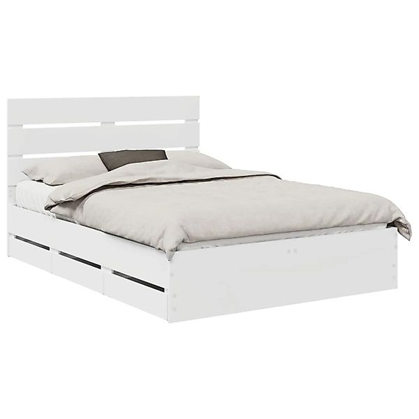 vidaXL Bettrahmen mit Schubladen Weiß 140 x 200 cm Ingenieurs Holz 3411833 günstig online kaufen