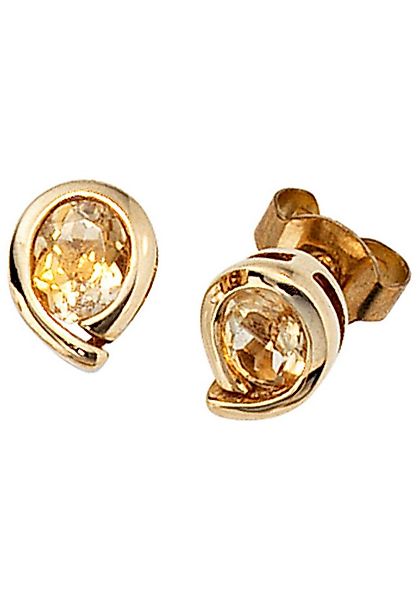 JOBO Paar Ohrstecker Tropfen, 375 Gold mit Citrin 7,7 mm günstig online kaufen