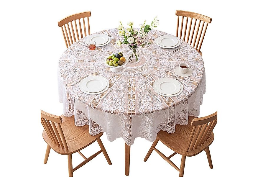 Refttenw Tischdecke Spitzentischdecke Rund,Vintage Tischdekoration,180cm günstig online kaufen