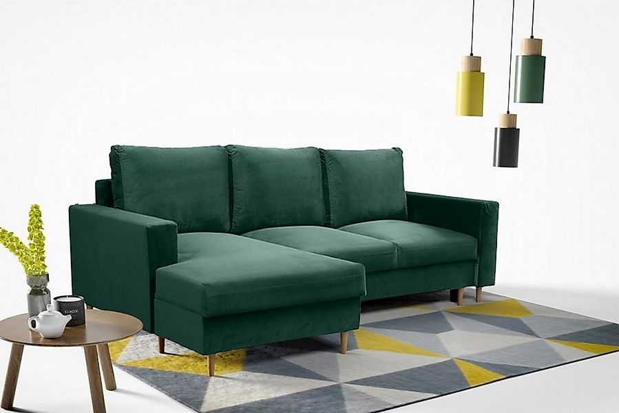 Beautysofa Polsterecke mit Schlaffunktion und Bettkasten DAVE, im Skandinav günstig online kaufen