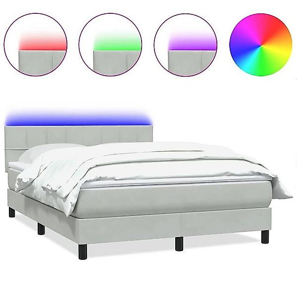 vidaXL Boxspringbett, Boxspringbett mit Matratze Hellgrau 140x220 cm Samt günstig online kaufen