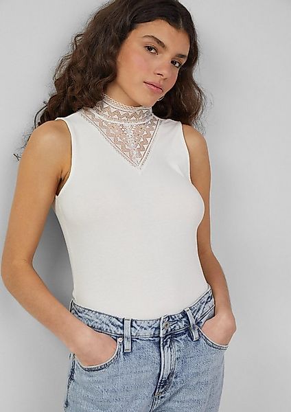 QS Kurzarmshirt T-Shirt Top mit Spitzeneinsatz günstig online kaufen