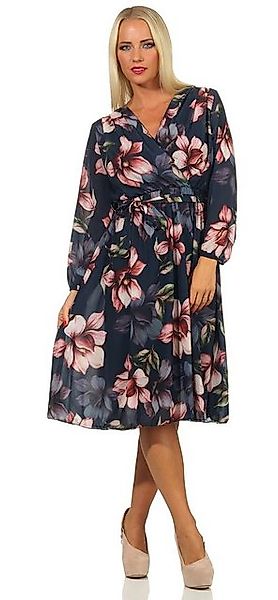 Mississhop Partykleid Wickelkleid Blumenprint Kleid Chiffonkleid 340, Kurzg günstig online kaufen