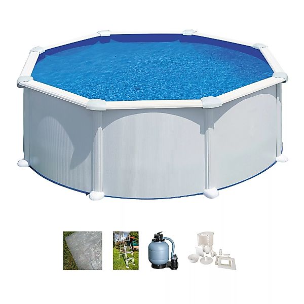 Gre Stahlwand-Pool Atlantis Ø 350 cm x 132 cm Rund Weiß günstig online kaufen