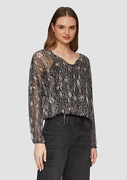 s.Oliver Langarmbluse Transparente Bluse mit All-over-Print günstig online kaufen