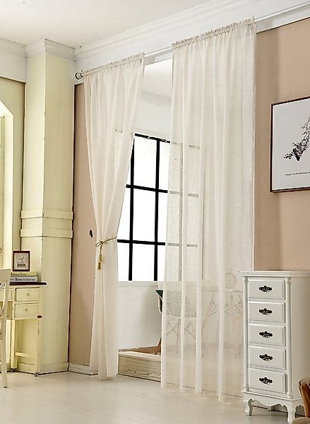 Woltu Gardine (2 St), Kräuselband, halbtransparent, 2er-Set mit Kräuselband günstig online kaufen