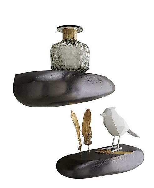 Main Möbel Wandregal Wandregal 45x13cm "Stone" Alu schwarz günstig online kaufen